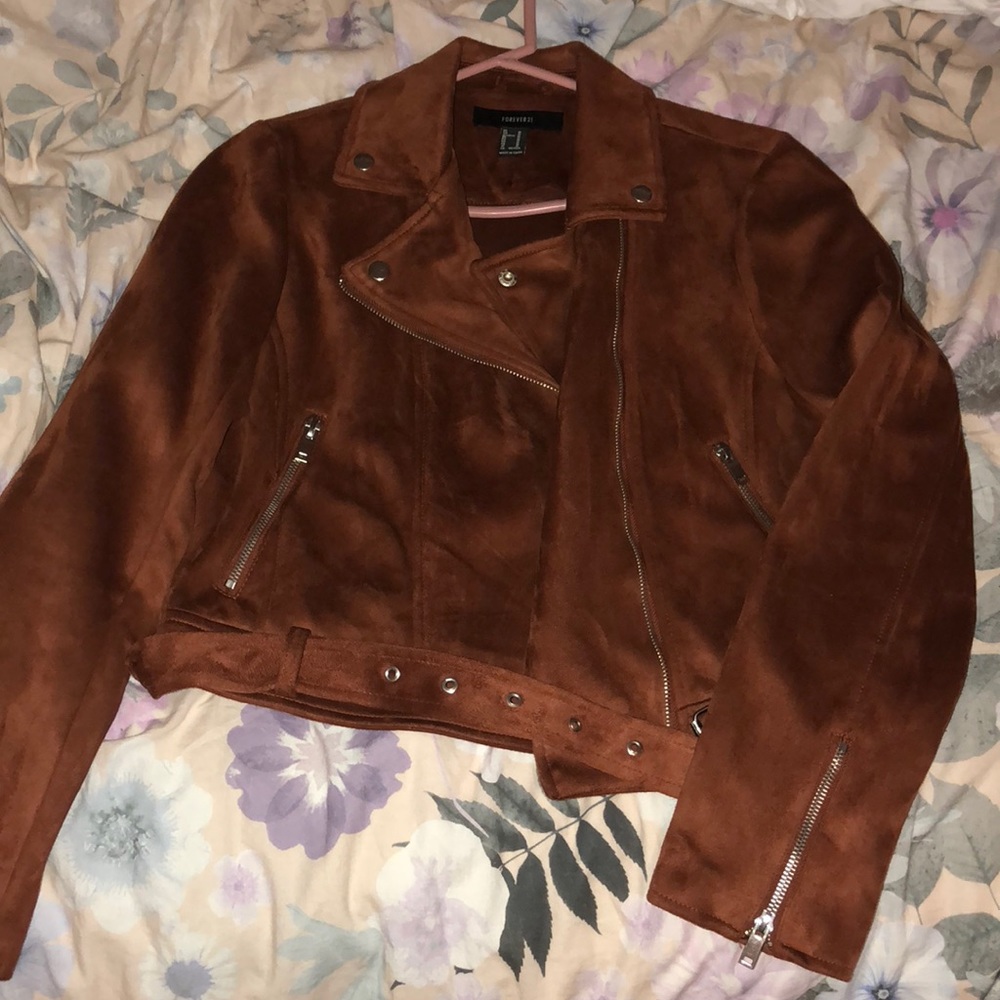 Faux suede moto jacket